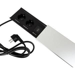 Konnektor elosztó ModulBox3 - 2db 230V-os dugalj+2db USB alumínium