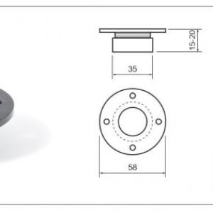 Műanyag design láb, ART738/ST H=15/20mm, fekete