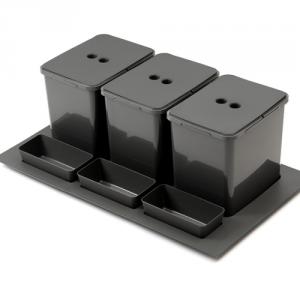 StrongBins szorter 3x16L, 800 - 900mm-es fiókba, antracit