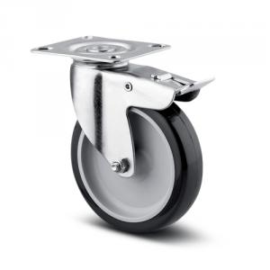 TENTE forgó kerék 1477 fék, lágyított futófelület, átm:75mm, 60/120kg