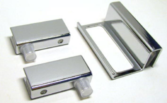 Üvegajtó pillér pánt szett, nikkel, fogantyúval