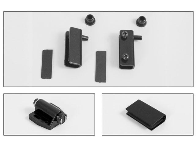 Üvegajtópánt, hifi pánt, fekete, push-open nyitás