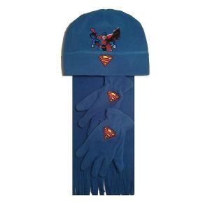 Sapka, sál, kesztyű szett. Superman thermo (kék színben).