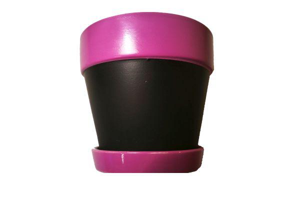 Kerámia kaspó, írható perem - Lila színű.