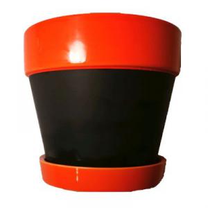 Kerámia kaspó, írható perem - Narancs színű.