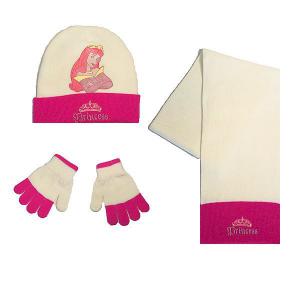 Sapka, sál, kesztyű szett. Disney Hercegnő (fehér).