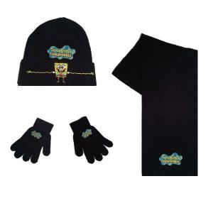 Sapka, sál, kesztyű szett. SpongyaBob (sötétkék színben).