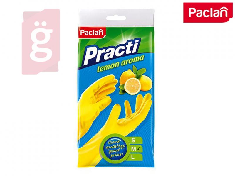 Paclan Practi Gumikesztyű Extra Erős - M-es méret 1 pár/csomag (Citrom illattal, gyapjúbéléssel)