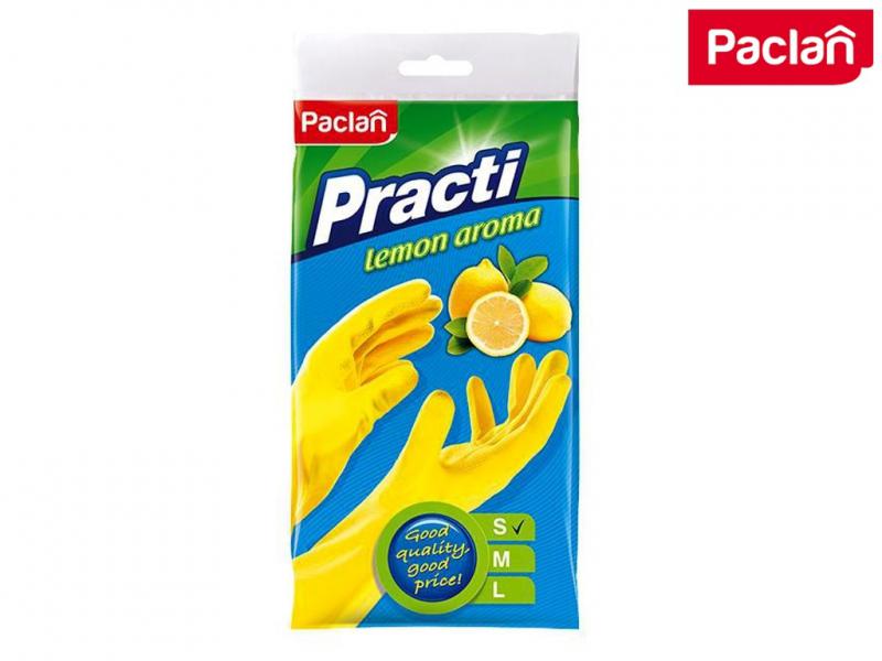 Paclan Practi Gumikesztyű Extra Erős - S-es méret 1 pár/csomag (Citrom illattal, gyapjúbéléssel)