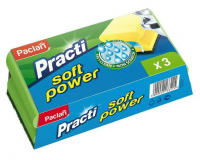 Paclan Practi Soft Power Szivacs 3db/csomag (Műanyag dörzsi résszel a karcolásmentes tisztításért!)