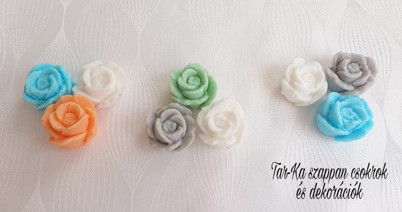 3 darabos rózsa szappan dísz organza szatyorral