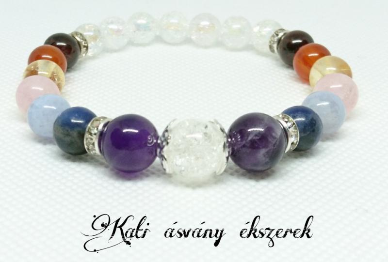 7 csakra harmonizáló ásvány karkötő angyal aura kvarccal