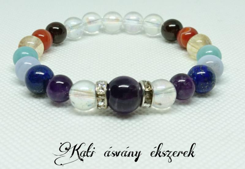 7 csakra harmonizáló ásvány karkötő angyal aura kvarccal