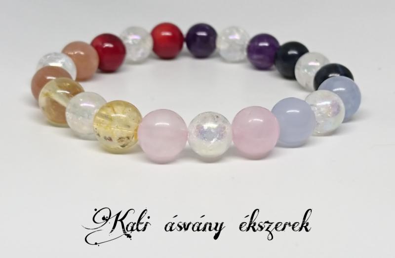 7 csakra harmonizáló ásvány karkötő angyal aura kvarccal