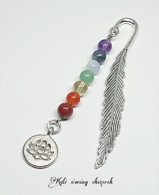 7 csakra könyvjelző lótusz medállal