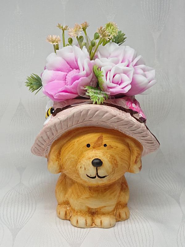 Állatfigurás szappanvirág csokor