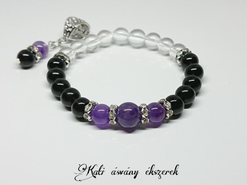 Ametiszt, ónix és hegyikristály szett