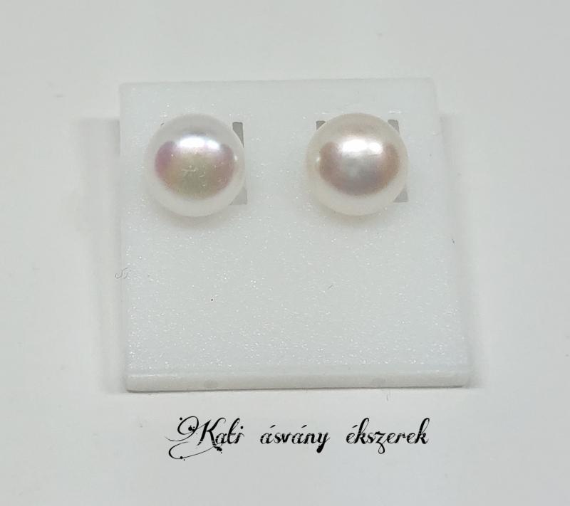 Beszúrós tenyésztett gyöngy fülbevaló ezüsttel 5-6 mm