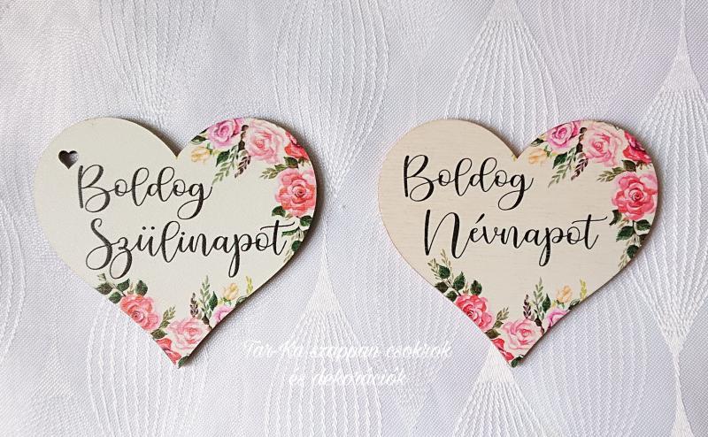 Boldog szülinapot, Boldog névnapot szív fa táblák