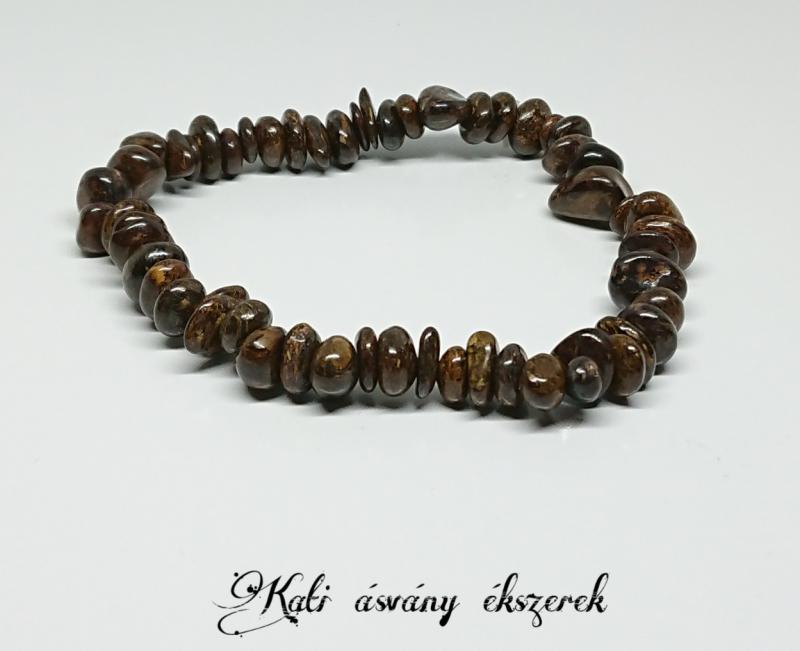 Bronzit gömbölyített ásvány karkötő