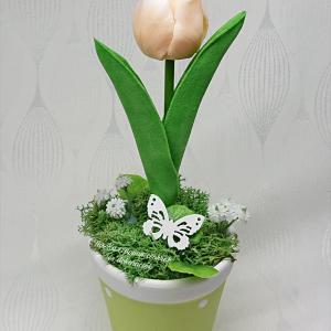 1 szál szappan tulipán pöttyös kaspóban