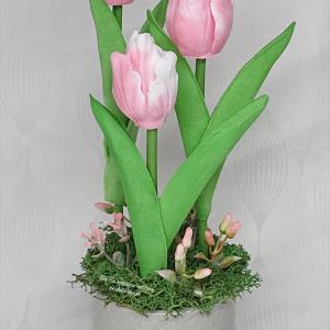 3 szál szappan tulipán kerámia kaspóban