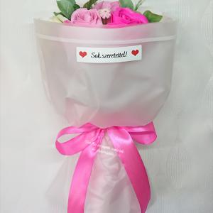 7 szálas szappanrózsa csokor átlátszó tasakban