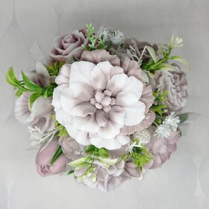 Barna - fehér illatos szappan csokor köteles kaspóban