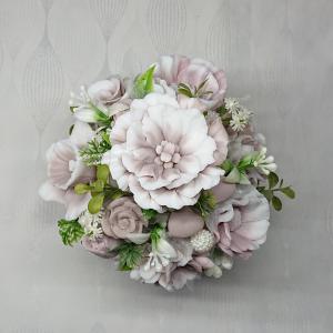 Barna - fehér illatos szappan csokor köteles kaspóban