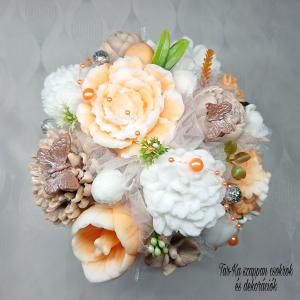 Barna - narancssárga - fehér illatos szappanvirág pillangós kaspóban