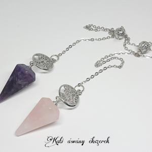 Életfa ametiszt és rózsakvarc inga