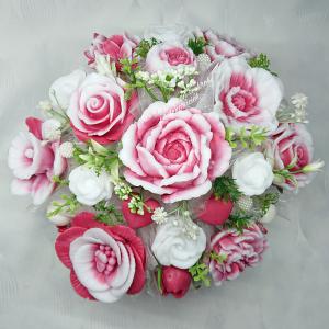 Extra nagy esküvői szülőköszöntő illatos szappanvirág box