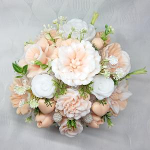 Fehér - barack színű illatos szappanvirág box