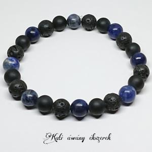 Férfi ónix, lávakő és szodalit ásvány karkötő