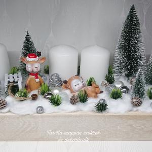 Hosszú őzikés adventi dekoráció