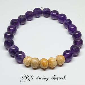 Illatos Palo Santo fa és ametiszt karkötő