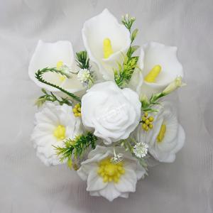 Kála - vegyes szappanvirág dekoráció zsák formájú kaspóban indával