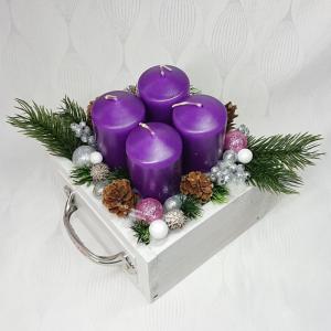 Karácsonyi fiókos adventi dekoráció