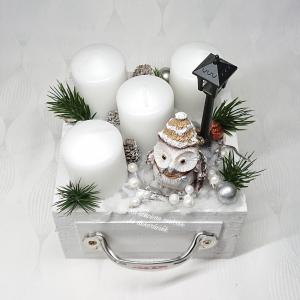 Karácsonyi fiókos baglyos adventi dekoráció