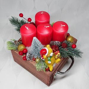Karácsonyi fiókos macis adventi dekoráció