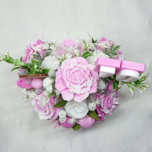 Közepes születésnapi szappanvirág csokor szív formájú boxban