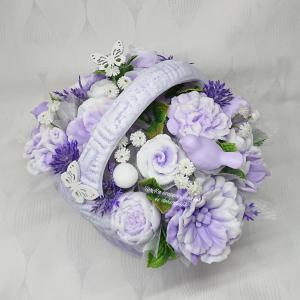 Különleges nagy szappanvirág csokor kosárban