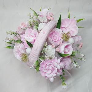 Különleges nagy szappanvirág csokor kosárban