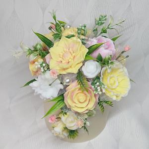 Különleges sárga - rózsaszín illatos szappanvirág csokor