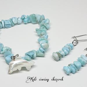 Larimar (delfinkő) ásvány karkötő és fülbevaló