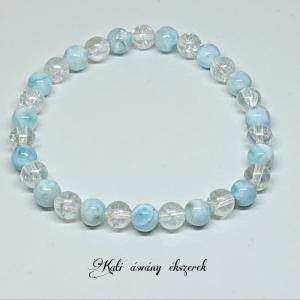 Larimar és angyal aura kvarc ásvány karkötő