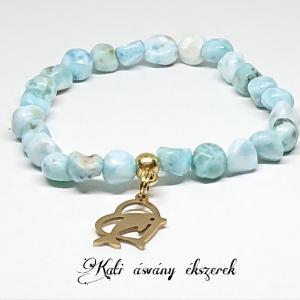 Larimar nugget ásvány karkötő delfin medállal