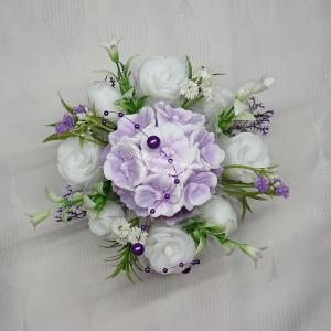 Lila - fehér illatos szappanvirág csokor