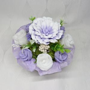 Lila - fehér szappanvirág csokor