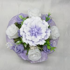 Lila - fehér szappanvirág csokor